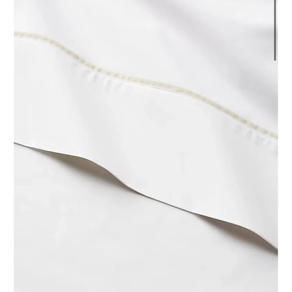 Ralph Lauren Organic Cotton Percale Palmer King Flat Sheet White Sand NEW $200‎